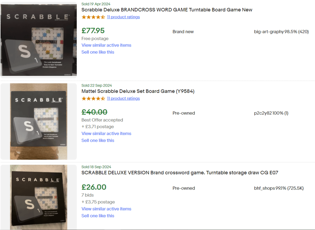 Scrabble Deluxe Brand Cross Word Game