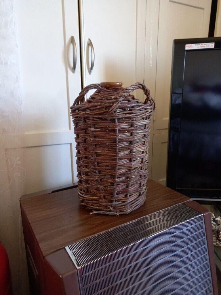 Vintage Navy Rum Flagoon Wicker Basket 